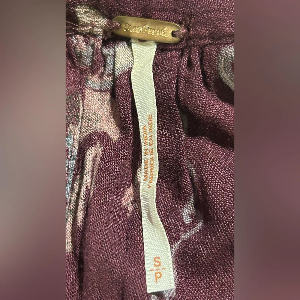 Free People Sweet Thing Paisley Tunic Dress - Wine Combo - Picture 6 of 6